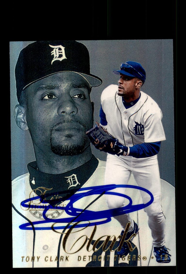 Signed Baseball Card Auto 1997 Flair Showcase #173 Tony Clark Detroit Tigers
