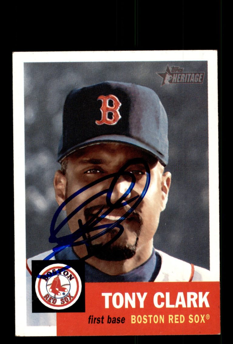 Signed Baseball Card Auto 2002 Topps Heritage #12 Tony Clark Boston Red Sox