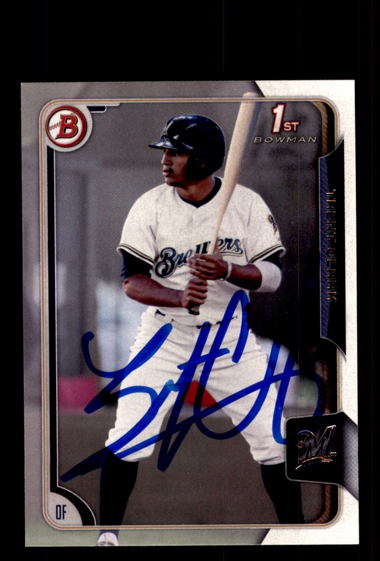 Signed Baseball Card Auto 2015 Bowman Draft #34 Trent Clark Milwaukee Brewers