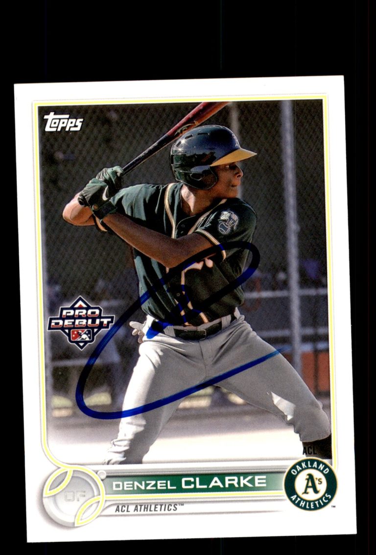 Signed Baseball Card Auto 2022 Topps Pro Debut #PD-29 Denzel Clarke ACL A's
