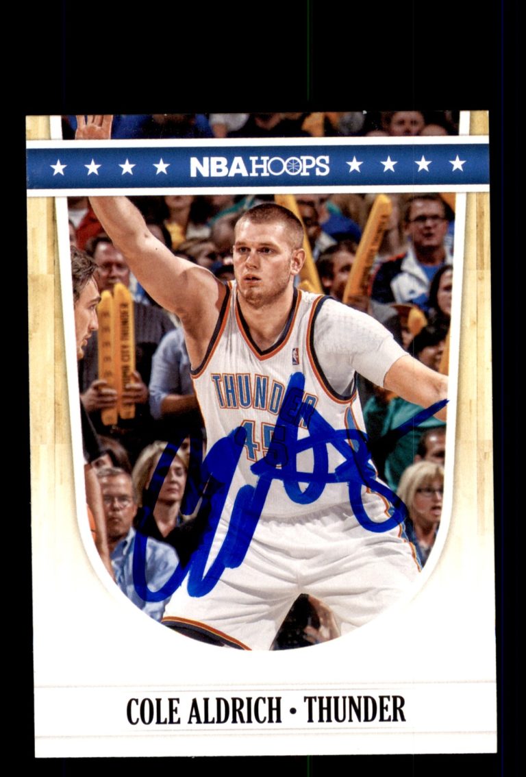 Signed Basketball Card Auto Cole Aldrich 2011-12 NBA Hoops #168 Thunder KU