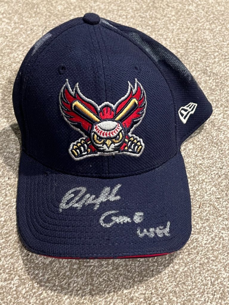 ORLANDO MERCADO SIGNED GAME USED BASEBALL HAT AUTO MILB OREM OWLZ