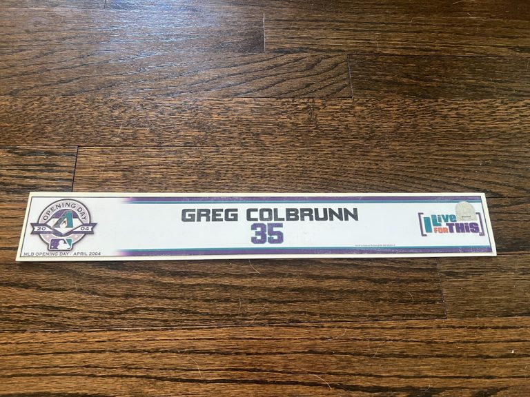 ARIZONA DIAMONDBACKS GAME USED BASEBALL LOCKER ROOM NAMEPLATE GREG COLBRUNN