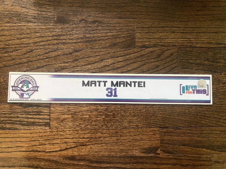 ARIZONA DIAMONDBACKS GAME USED BASEBALL LOCKER ROOM NAMEPLATE MATT MANTEI