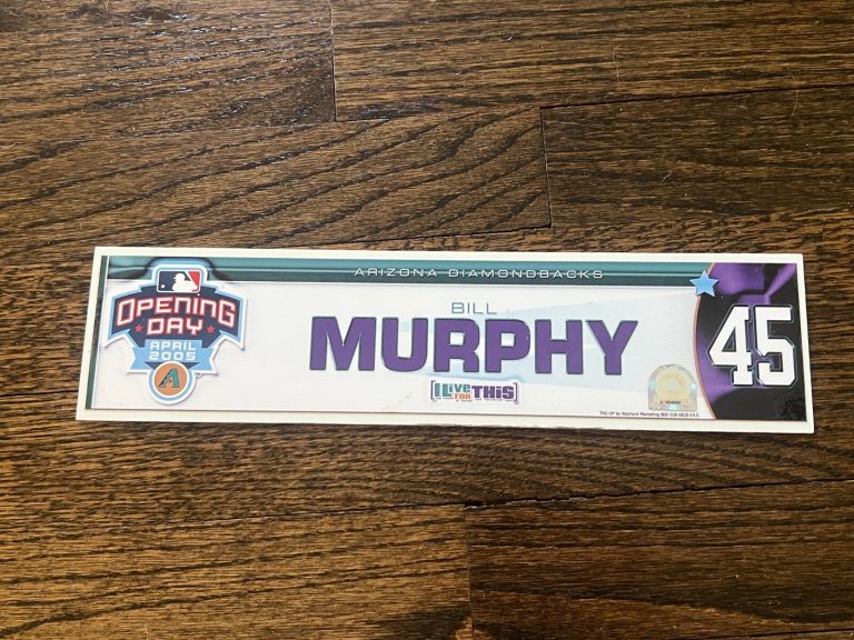 ARIZONA DIAMONDBACKS GAME ISSUED BASEBALL LOCKER ROOM NAMEPLATE BILL MURPHY 2005