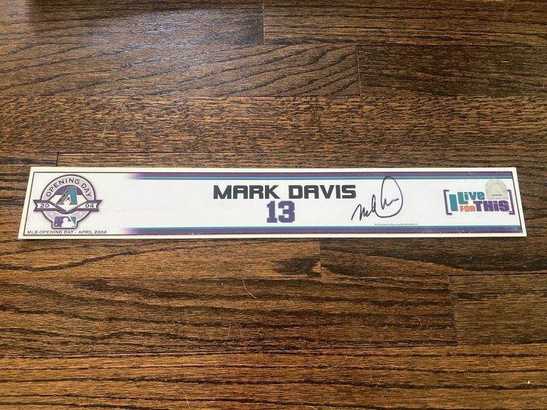 ARIZONA DIAMONDBACKS GAME USED BASEBALL LOCKER ROOM NAMEPLATE MARK DAVIS AUTO