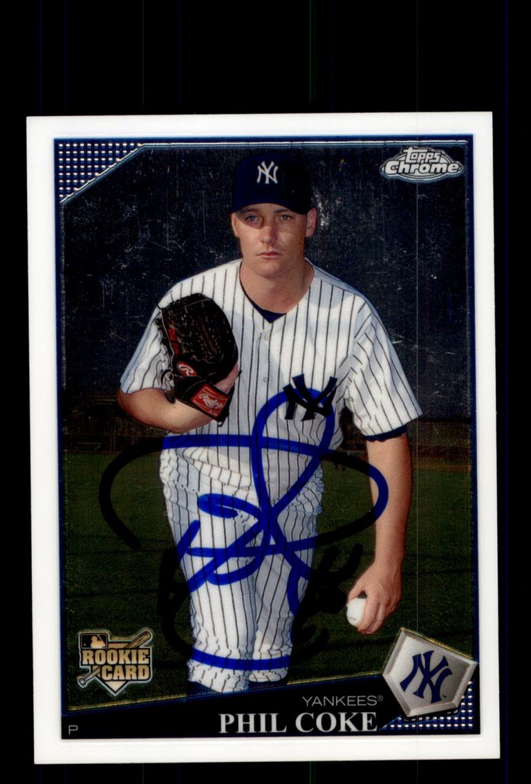 Signed Baseball Card Auto Phil Coke 2009 Topps Chrome #180 New York Yankees