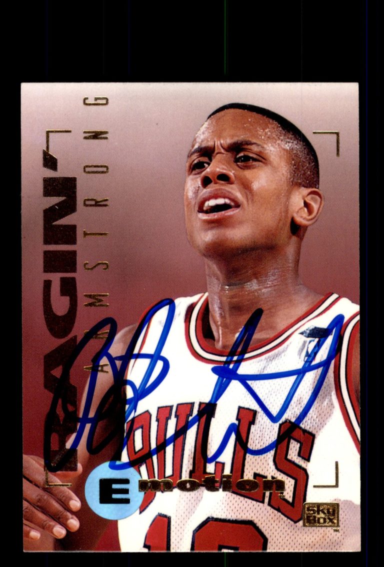 Signed Basketball Card Auto B.J. Armstrong 1994-95 SkyBox E-Motion Chicago Bulls
