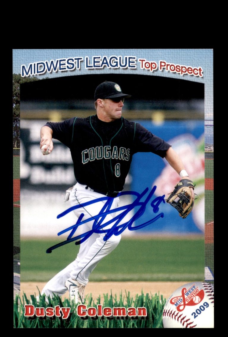 Signed Baseball Card Auto Dusty Coleman 2009 Grandstand Midwest League Prospects