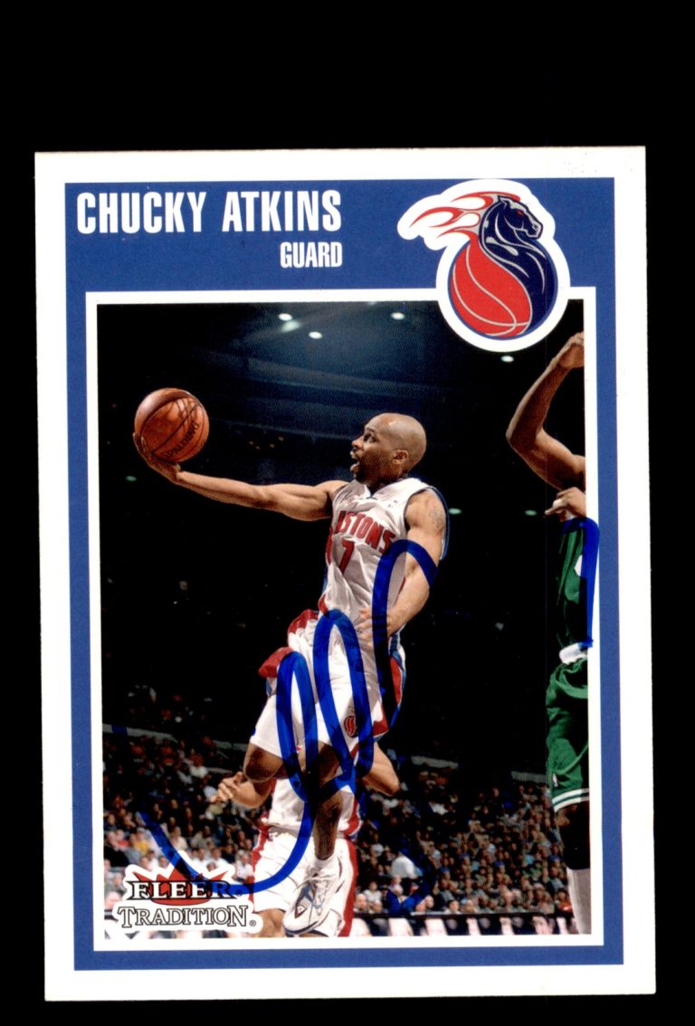 Signed Basketball Card Auto Chucky Atkins 2002-03 Fleer Tradition #38 Pistons