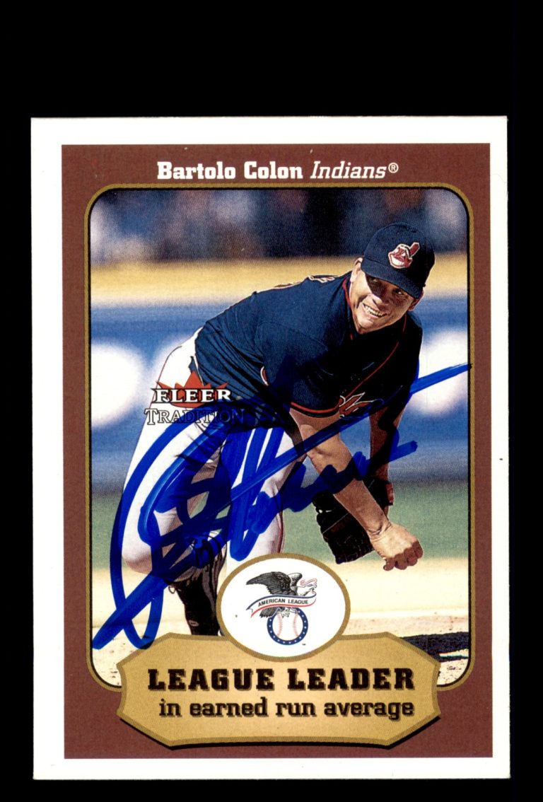 Signed Baseball Card Auto Bartolo Colon 2001 Fleer Tradition #410 Indians