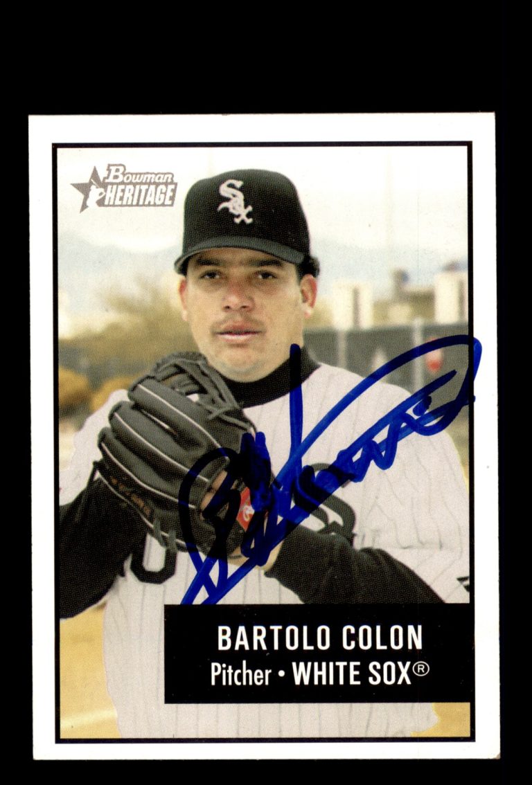 Signed Baseball Card Auto Bartolo Colon 2003 Bowman Heritage #107 White Sox