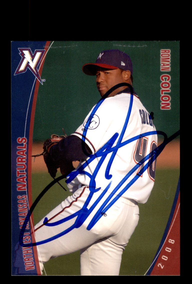 Signed Baseball Card Auto Roman Colon 2008 Northwest Arkansas Naturals