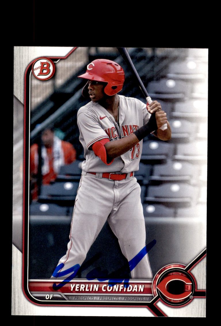 Signed Baseball Card Auto Yerlin Confidan 2022 Bowman Draft #BD-199 Reds