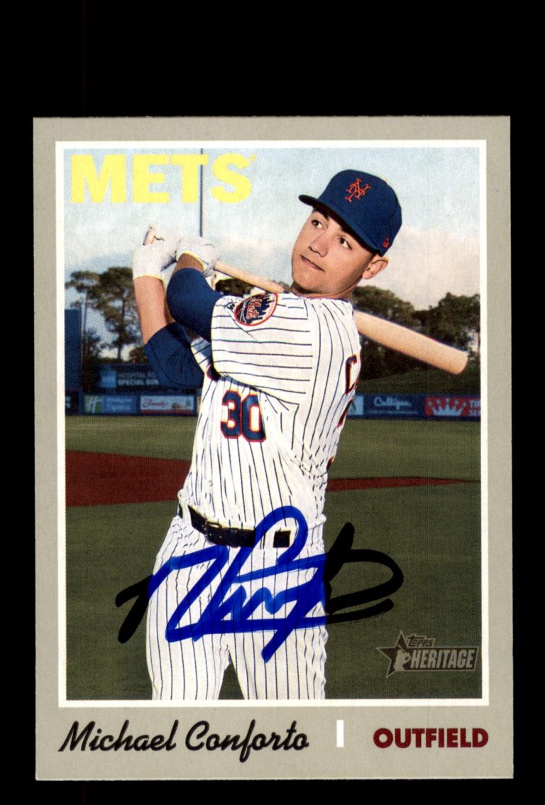 Signed Baseball Card Auto Michael Conforto 2019 Heritage #137 New York Mets