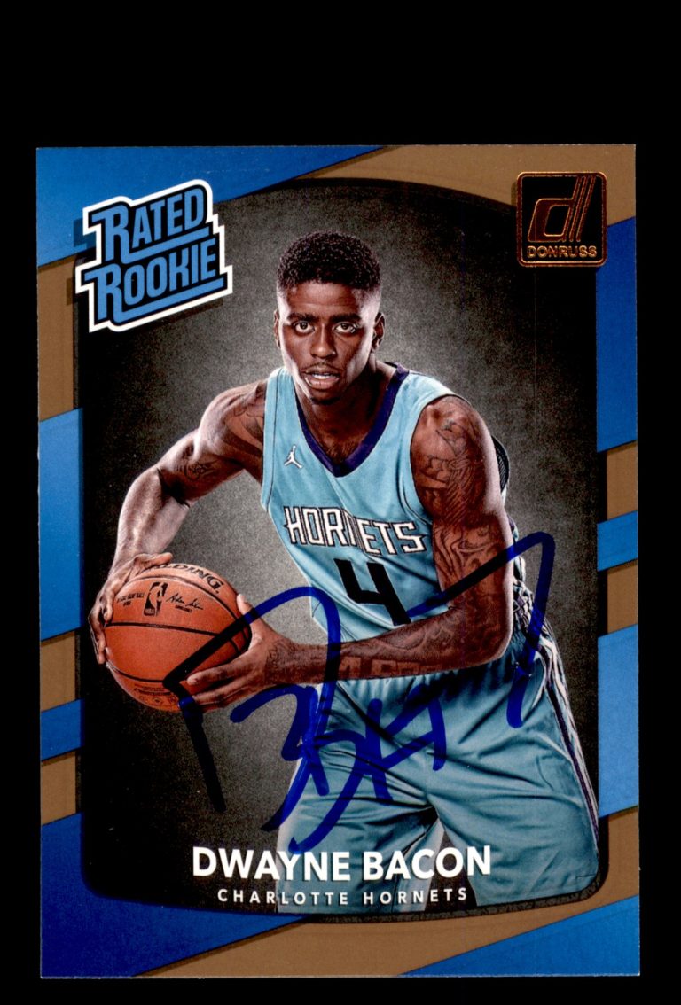 Signed Basketball Card Auto Dwayne Bacon 2017-18 Donruss #161 Charlotte Hornets