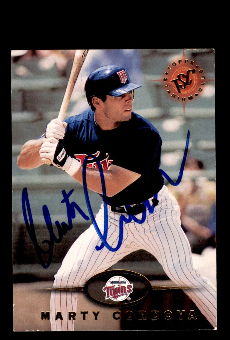 Signed Baseball Card Auto Marty Cordova 1995 Stadium Club #538 Minnesota Twins