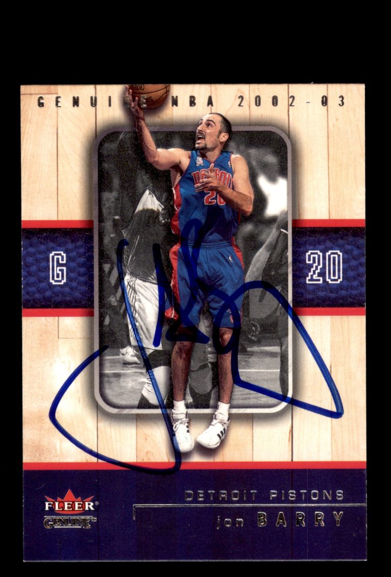 Signed Basketball Card Auto Jon Barry 2002-03 Fleer Genuine #97 Detroit Pistons