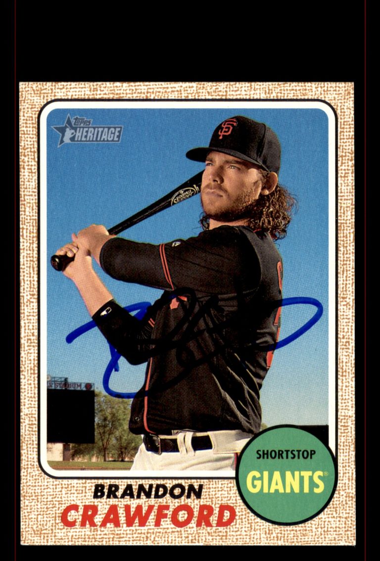 Signed Baseball Card Auto Brandon Crawford 2017 Topps Heritage #196 Giants