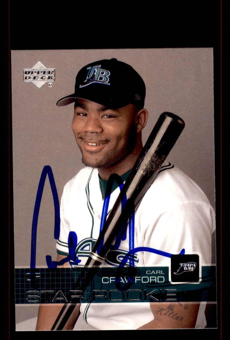 Signed Baseball Card Auto Carl Crawford 2003 Upper Deck #30 Tampa Bay Devil Rays