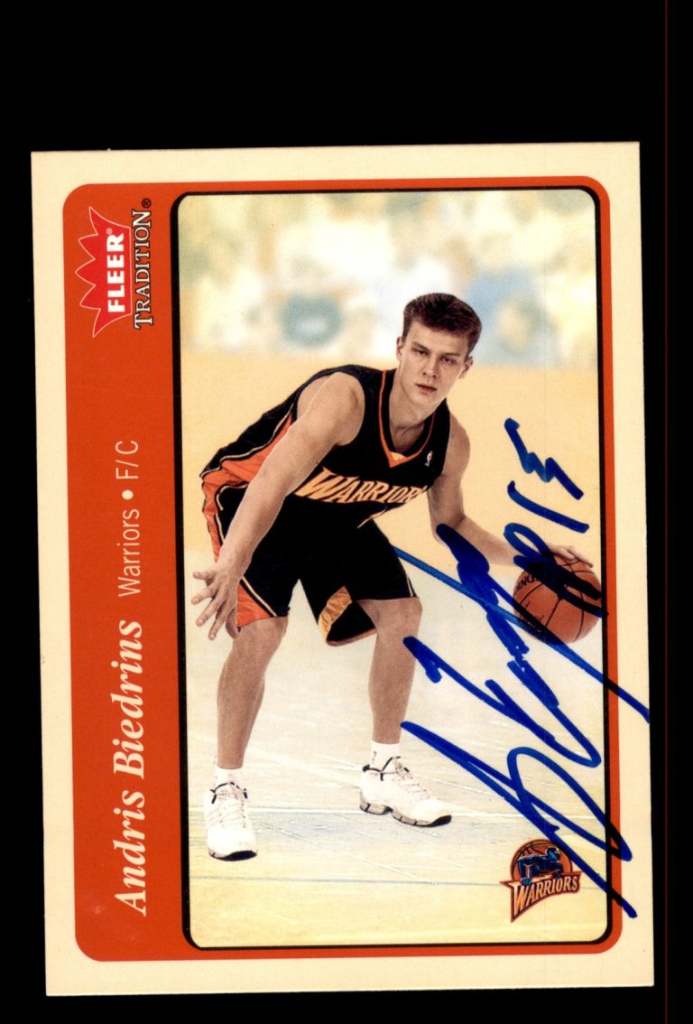 Signed Basketball Card Auto Andris Biedrins 2004-05 Fleer Tradition #231