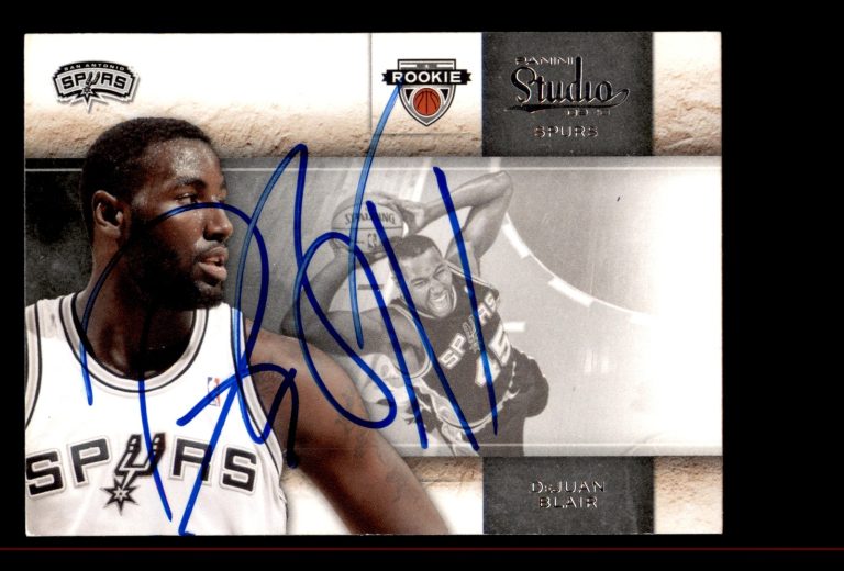 Signed Basketball Card Auto DeJuan Blair 2009-10 Panini Studio #123 Spurs