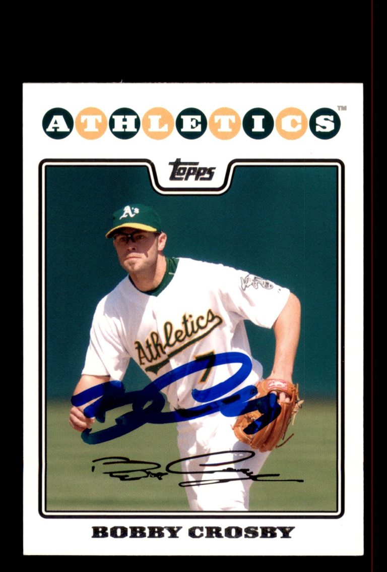 Signed Baseball Card Auto Bobby Crosby 2008 Topps #351 Oakland Athletics