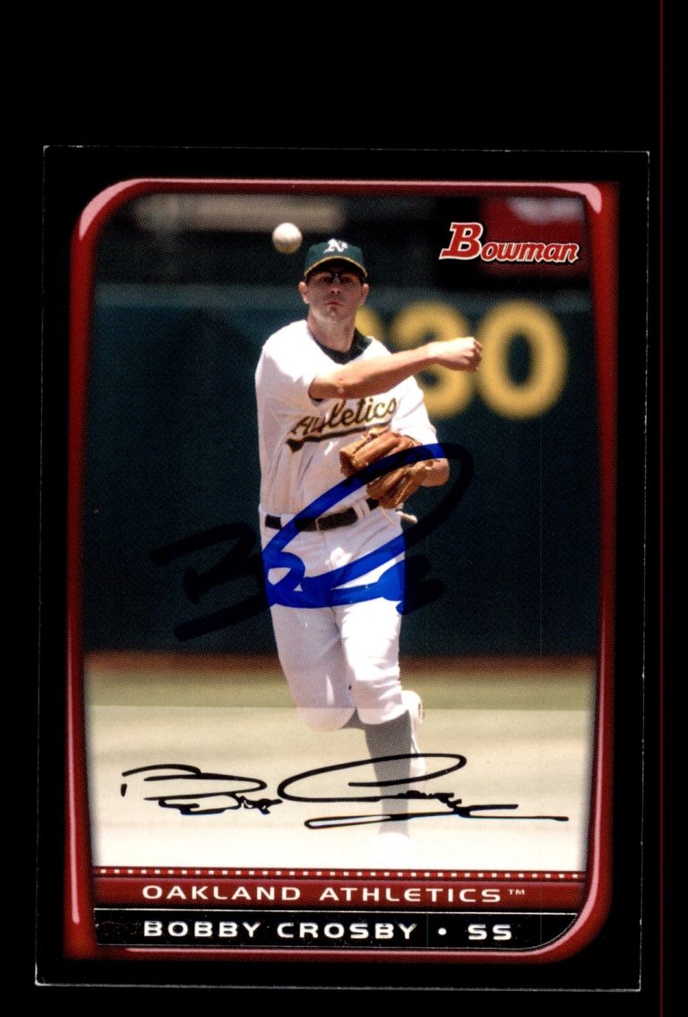 Signed Baseball Card Auto Bobby Crosby 2008 Bowman #92 Oakland Athletics