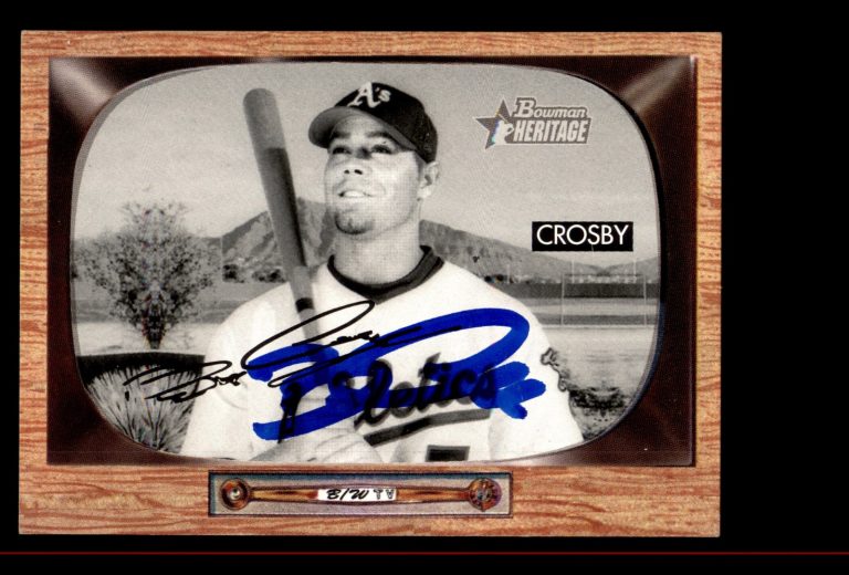Signed Baseball Card Auto Bobby Crosby 2004 Bowman Heritage #6 Black & White
