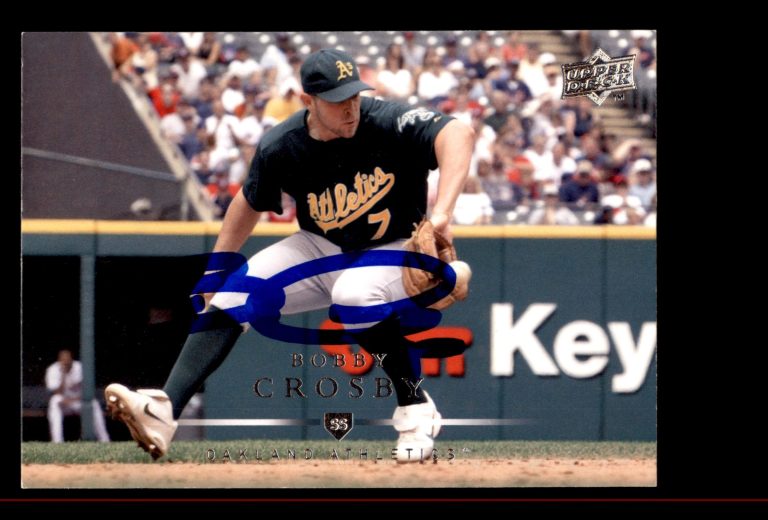 Signed Baseball Card Auto Bobby Crosby 2008 Upper Deck #596 Oakland Athletics