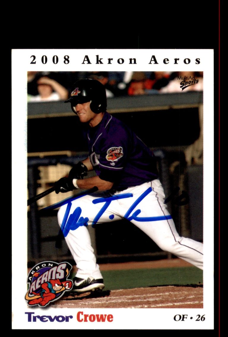Signed Baseball Card Auto Trevor Crowe 2008 MultiAd Akron Aeros #5 Akron Aeros