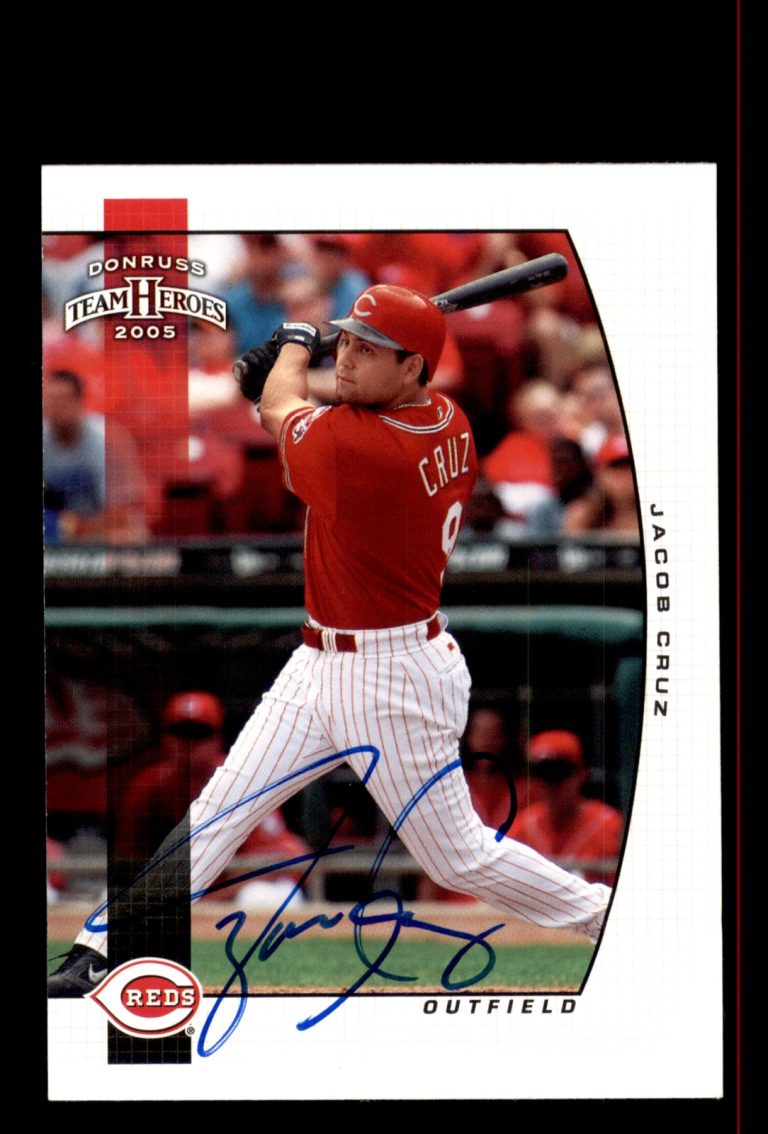 Signed Baseball Card Auto Jacob Cruz 2005 Donruss Team Heroes #90 Reds