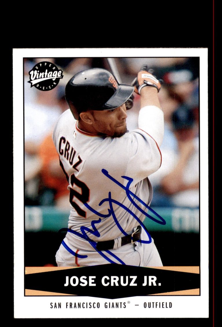 Signed Baseball Card Auto Jose Cruz Jr. 2004 Upper Deck Vintage #158 Giants
