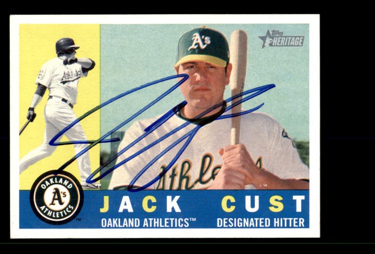 Signed Baseball Card Auto Jack Cust 2009 Topps Heritage #347 Oakland Athletics