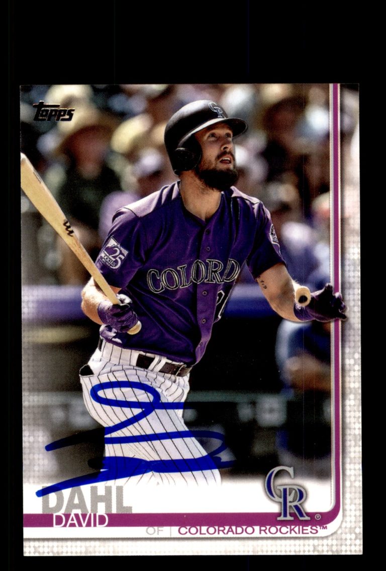 Signed Baseball Card Auto David Dahl 2019 Topps #601 Colorado Rockies