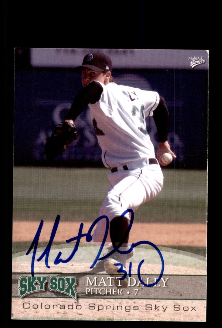 Signed Baseball Card Auto Matt Daley 2008 MultiAd Colorado Springs Sky Sox #7