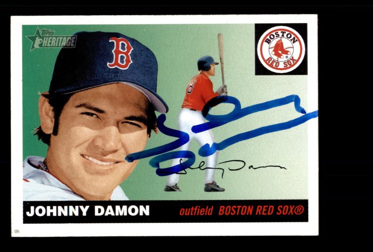 Signed Baseball Card Auto Johnny Damon 2004 Topps Heritage #59 Boston Red Sox