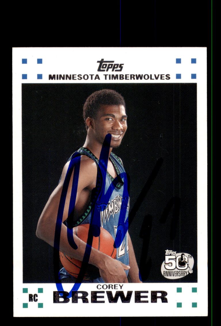 Signed Basketball Card Auto Corey Brewer 2007-08 Topps #7 Rookie Set
