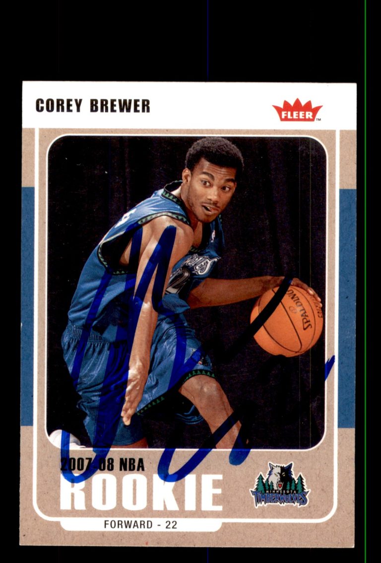 Signed Basketball Card Auto Corey Brewer 2007-08 Fleer #204 Timberwolves