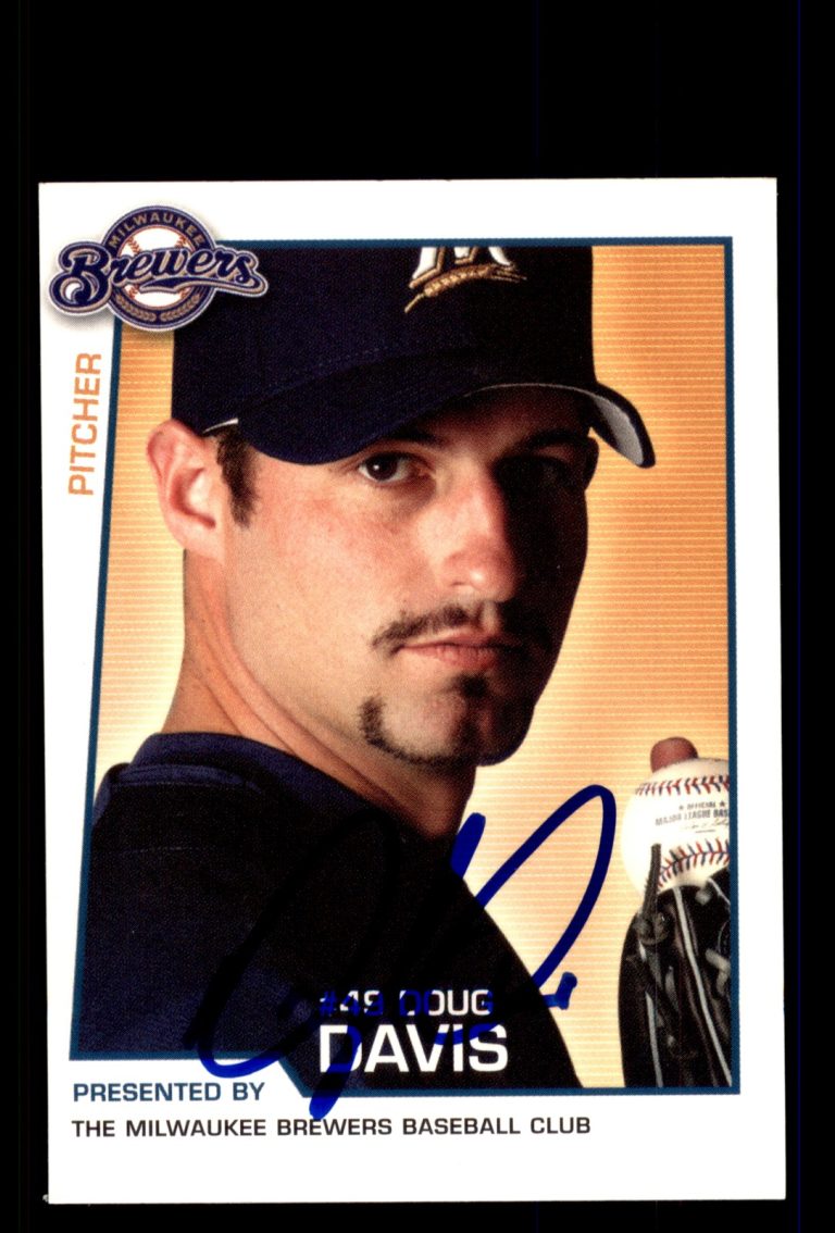 Signed Baseball Card Auto Doug Davis 2004 Milwaukee Brewers Police