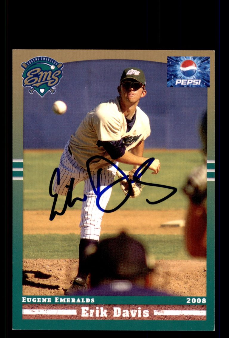 Signed Baseball Card Auto Erik Davis 2008 Grandstand Eugene Emeralds