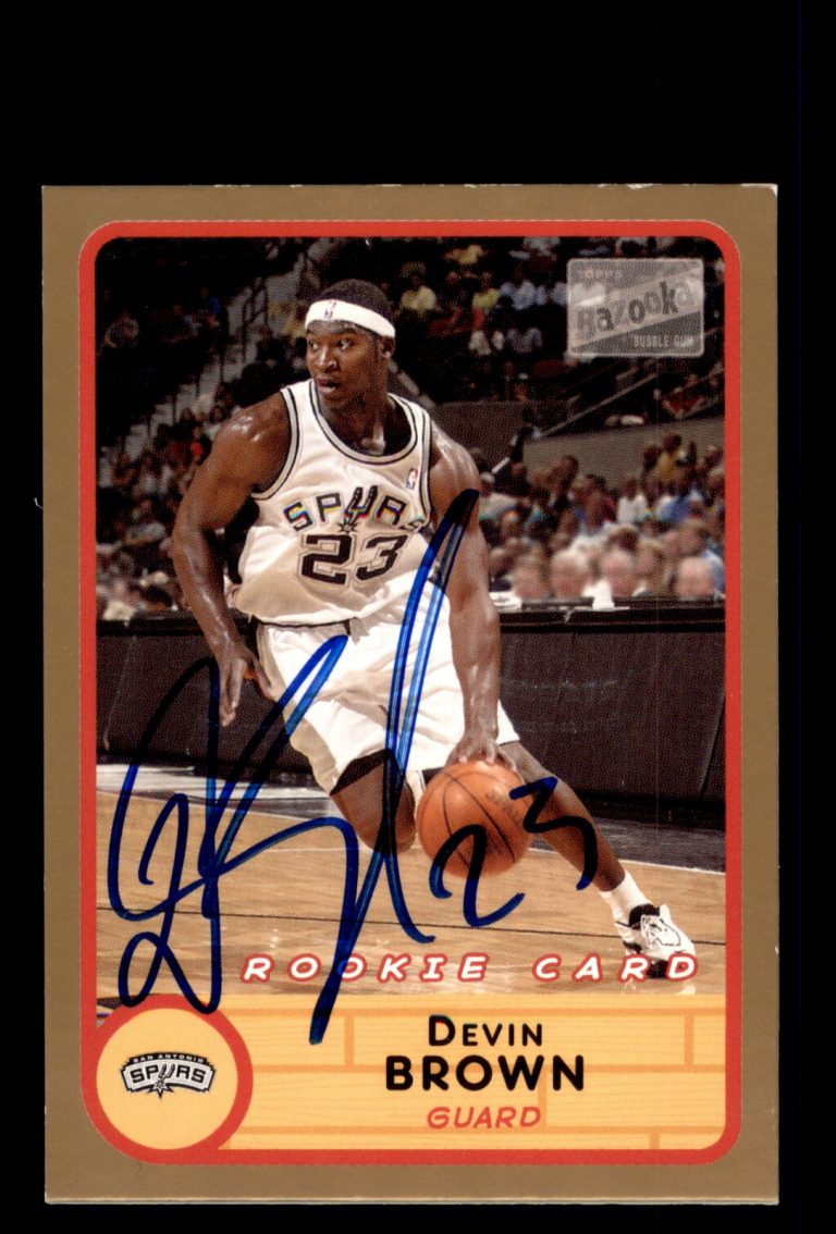 Signed Basketball Card Auto Devin Brown 2003-04 Bazooka #253 Spurs Gold