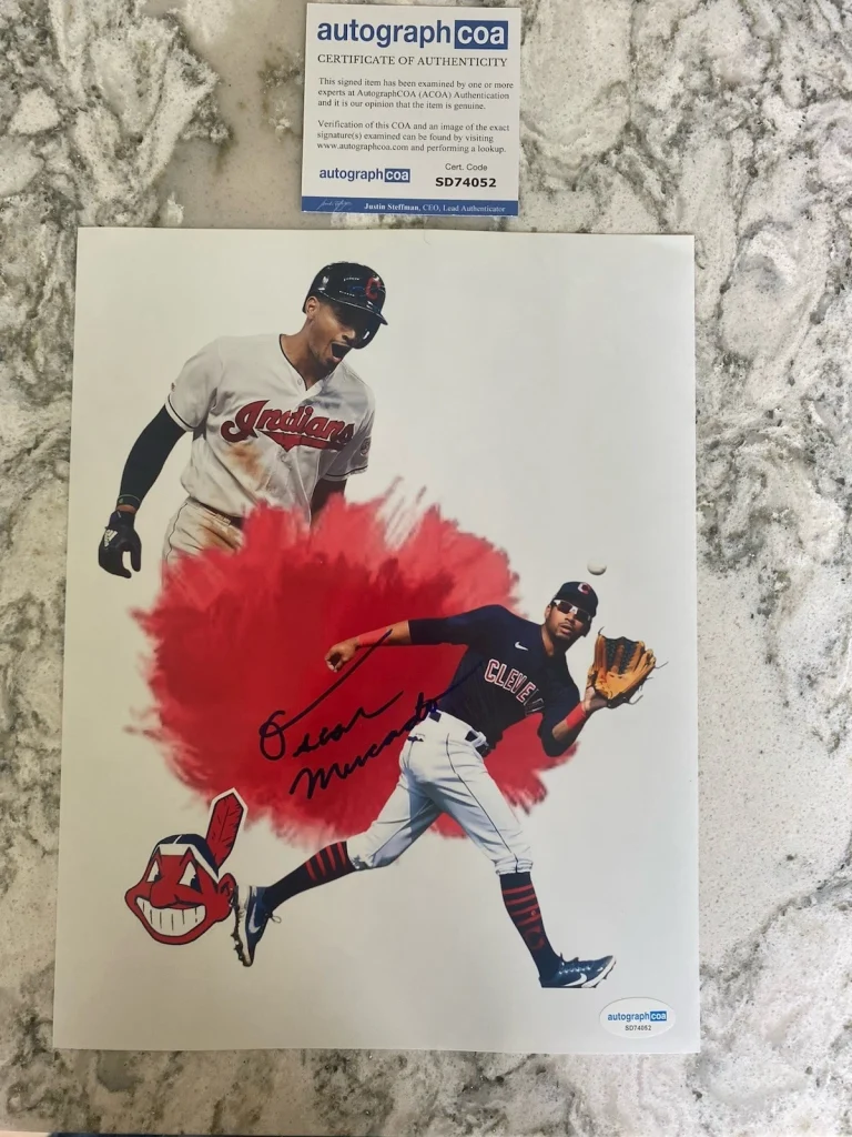 CLEVELAND INDIANS GUARDIANS OSCAR MERCADO SIGNED AUTOGRAPHED PHOTO ACOA COA