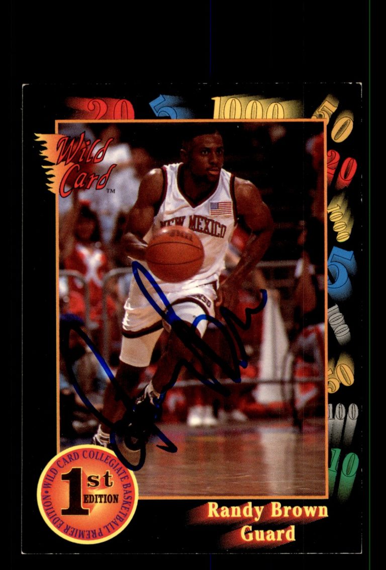 Signed Basketball Card Auto Randy Brown 1991-92 Wild Card #38 New Mexico State