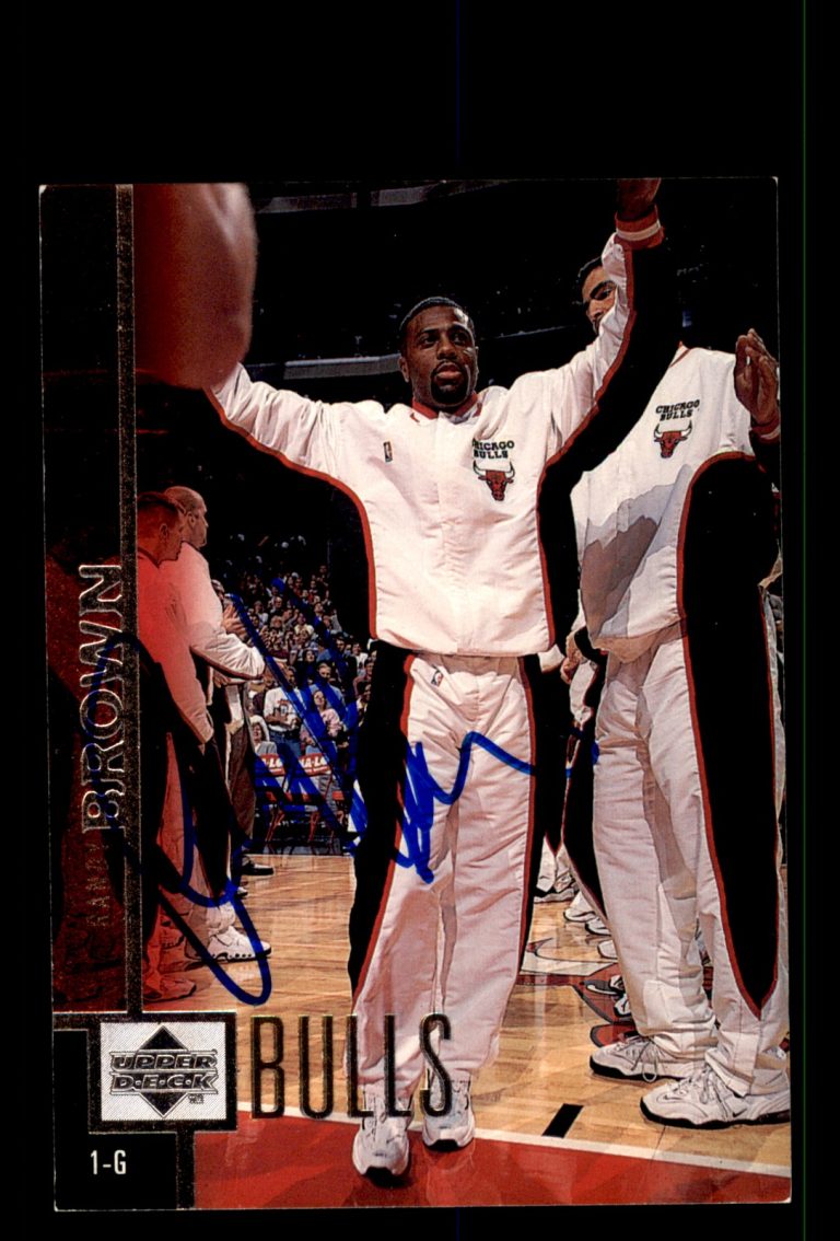 Signed Basketball Card Auto Randy Brown 1997-98 Upper Deck #195 Chicago Bulls