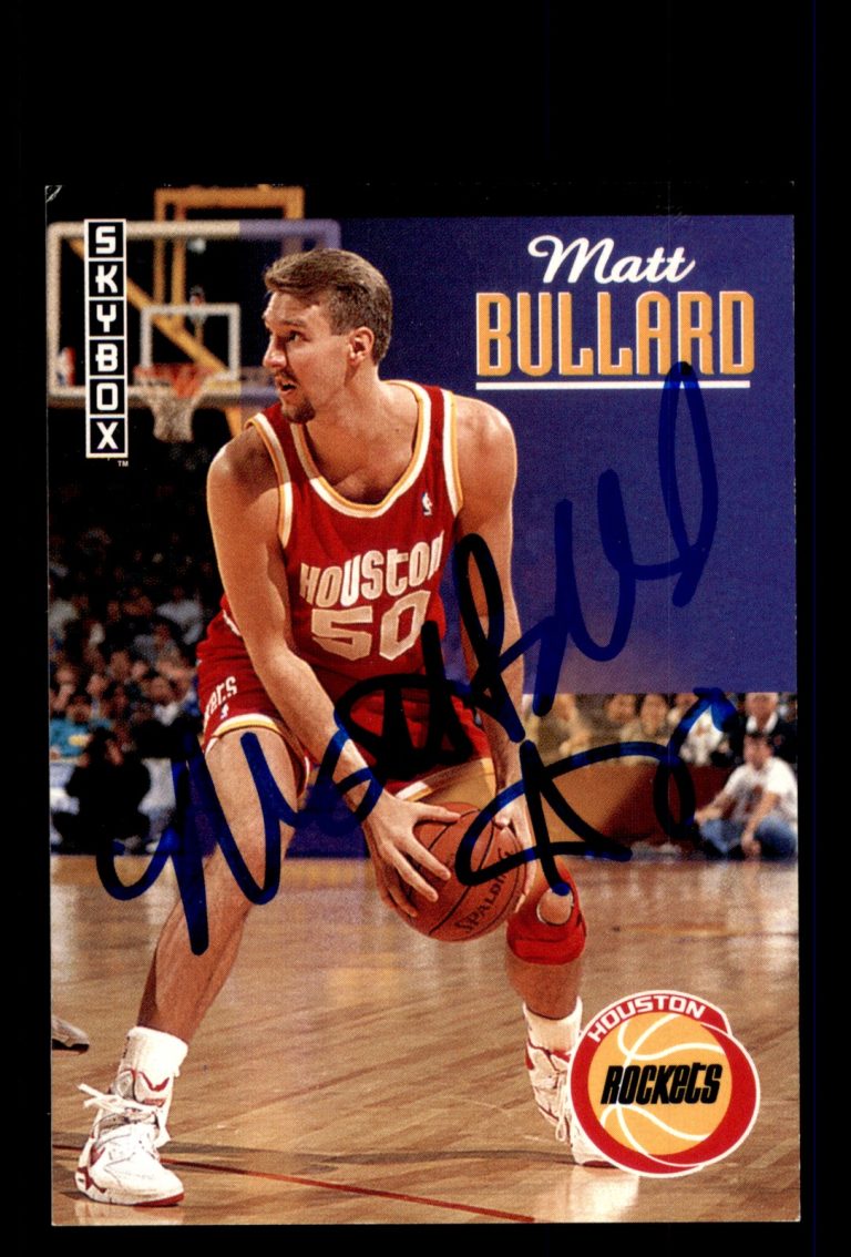 Signed Basketball Card Auto Matt Bullard 1992-93 SkyBox #85 Houston Rockets