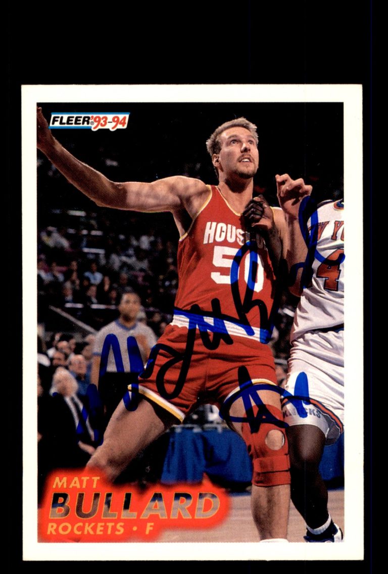 Signed Basketball Card Auto Matt Bullard 1993-94 Fleer #75 Houston Rockets