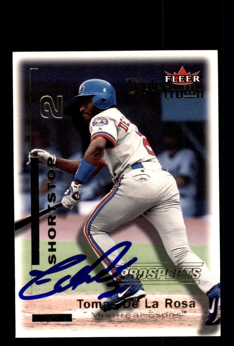 Signed Baseball Card Auto Tomas De la Rosa 2001 Fleer Triple Crown #271 Expos