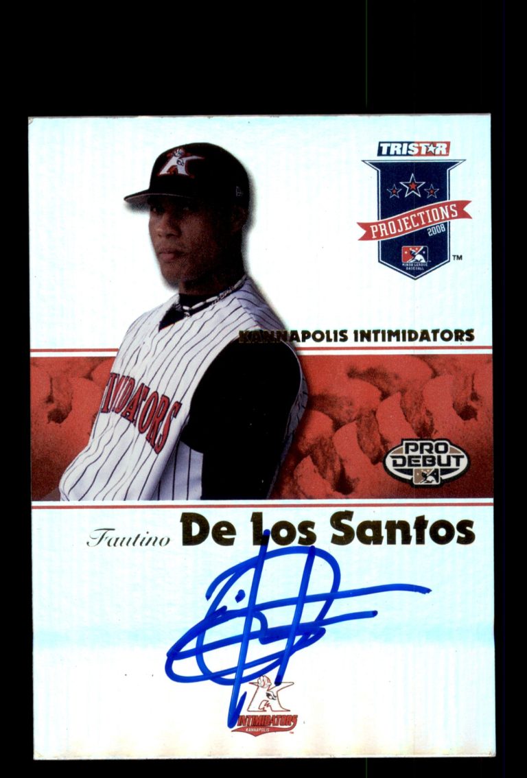 Signed Baseball Card Auto Fautino De Los Santos 2008 TriStar PROjections #76 Ref