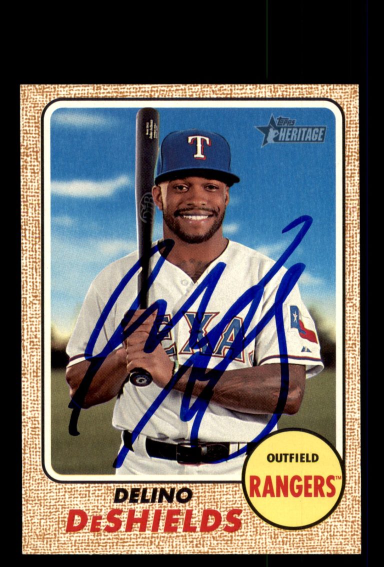 Signed Baseball Card Auto Delino DeShields 2017 Topps Heritage #648 Rangers